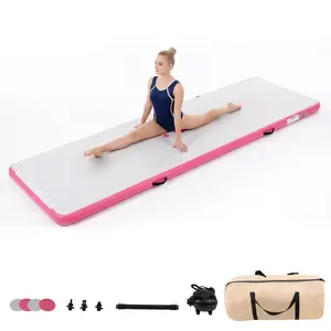 Inflatable Gymnastics Mat 4" Thick - 9.8ft/13ft Large Training Mat with Air Pump & Storage Bag, Tumbling Yoga Mat for Cheerleading, Gymnastics, Martial Arts & Home Workout