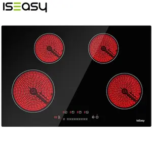 Electric Cooktop 30 inch Ceramic Stove 4 Burners 6700W Built-in Stove Top Electric Hot Plate Satin Glass cooktop in Black Touch Sensor Control/Timer/Child Safety Lock/9 Power Levelsr/220-240V