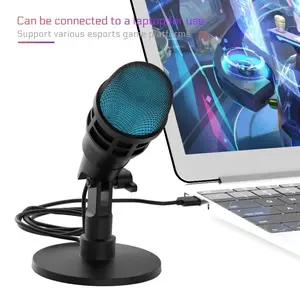 RGB Condenser Microphone with Noise Reduction, Compact - Perfect for Computer Dubbing, Live Streaming, and Gaming! Audio