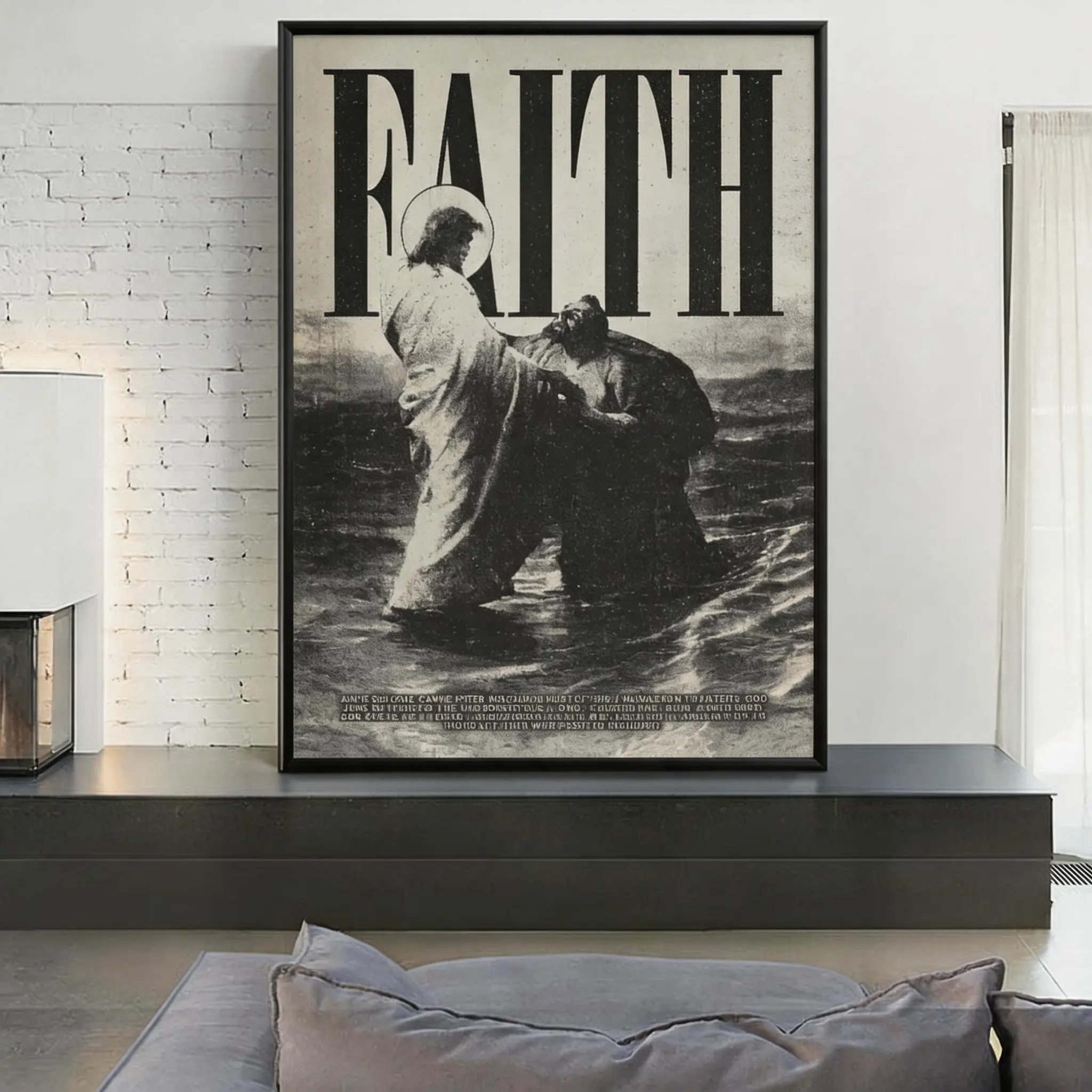 Jesus Print Jesus Walking on Water Wall Art, Faith Christian Canvas Print, Vintage Jesus Poster, Matthew 14 Bible Verse Decor, Religious Home Wall Decor, Inspirational Christian Artwork
