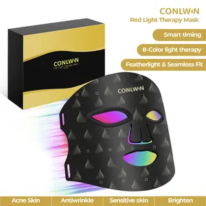 CONLWIN Red Light Therapy Mask for Face 8 Modes Ultra Lightweight 850nm Near Infrared 2000mAh Rechargeable LED Mask with Timer for Anti-Aging at Home