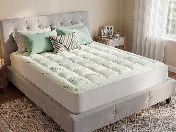 【Back to School】Ultra Soft Mattress Topper，Viscose Made from Bamboo Pillow Top Mattress Pad，Naturally Cooling for Hot Sleepers, Mattress Toppers, Bamboo Topper Mattress