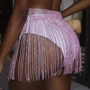Rhinestone Tassel Skirt, Festival Outfits, Sparkly Costume, Rave Skirt Bottoms, Fringe Skirt, cheeky short skirts