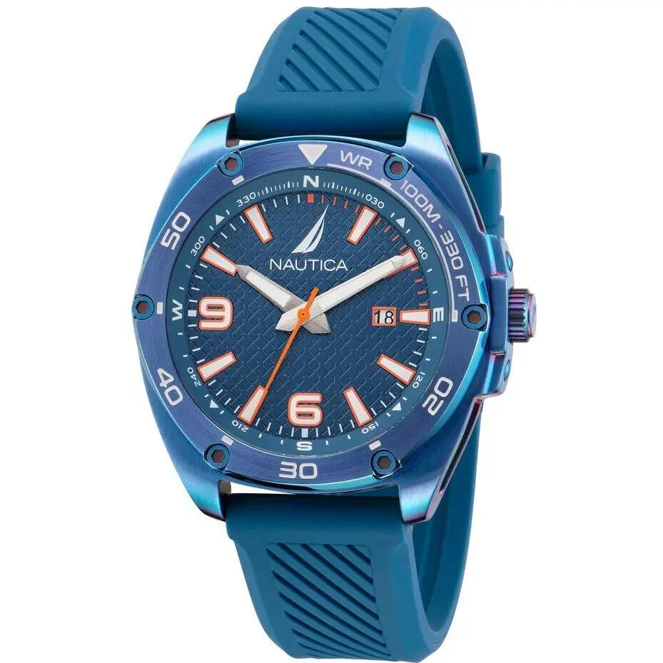 Nautica Tin Can Bay Blue Silicone Mens Watch NAPTCF201