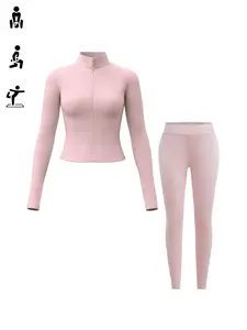 Autumn Winter New High Neck Zipper Cardigan Set, Long Sleeve Yoga Top, High Waist Butt Lifting Tight Pants, Outdoor Fitness Yoga Sport