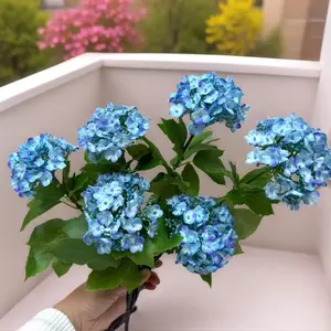 High Fidelity Blue Hydrangea Bouquet, Long-Lasting Artificial Flowers, Home Decor, Hotel Banquet Arrangement, Wedding Gift