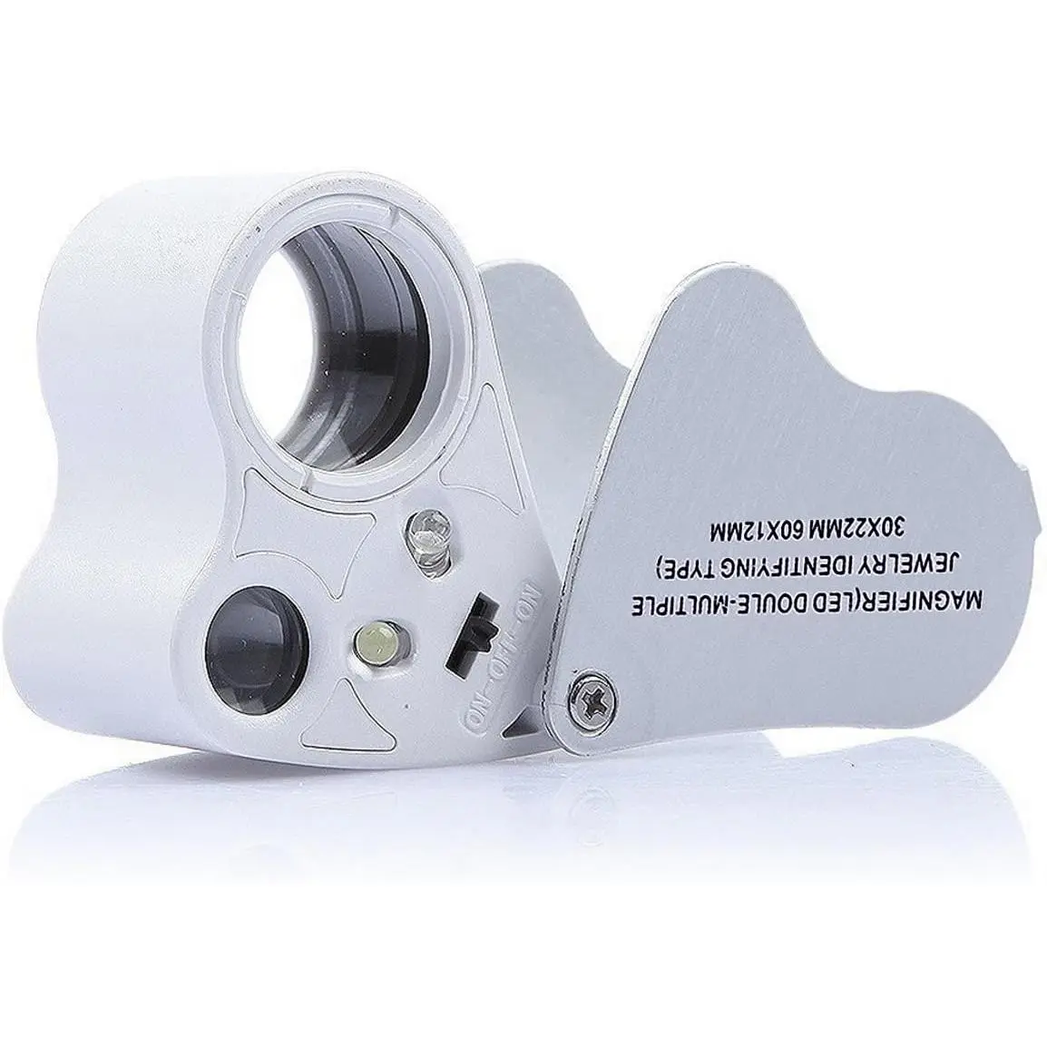 Jewelers' Portable Magnifying Glass - 2-Lens, 30x-60x Magnification, LED-Illuminated Optical Measuring Tool
