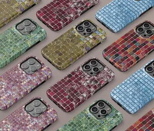 Colorful Mosaic Tile Phone Case, Vintage Ceramic Art MagSafe Phone Cover for iPhone 17 16 15 14 13 12 11 Pro Max, SS Galaxy S26 S25 S24 Ultra