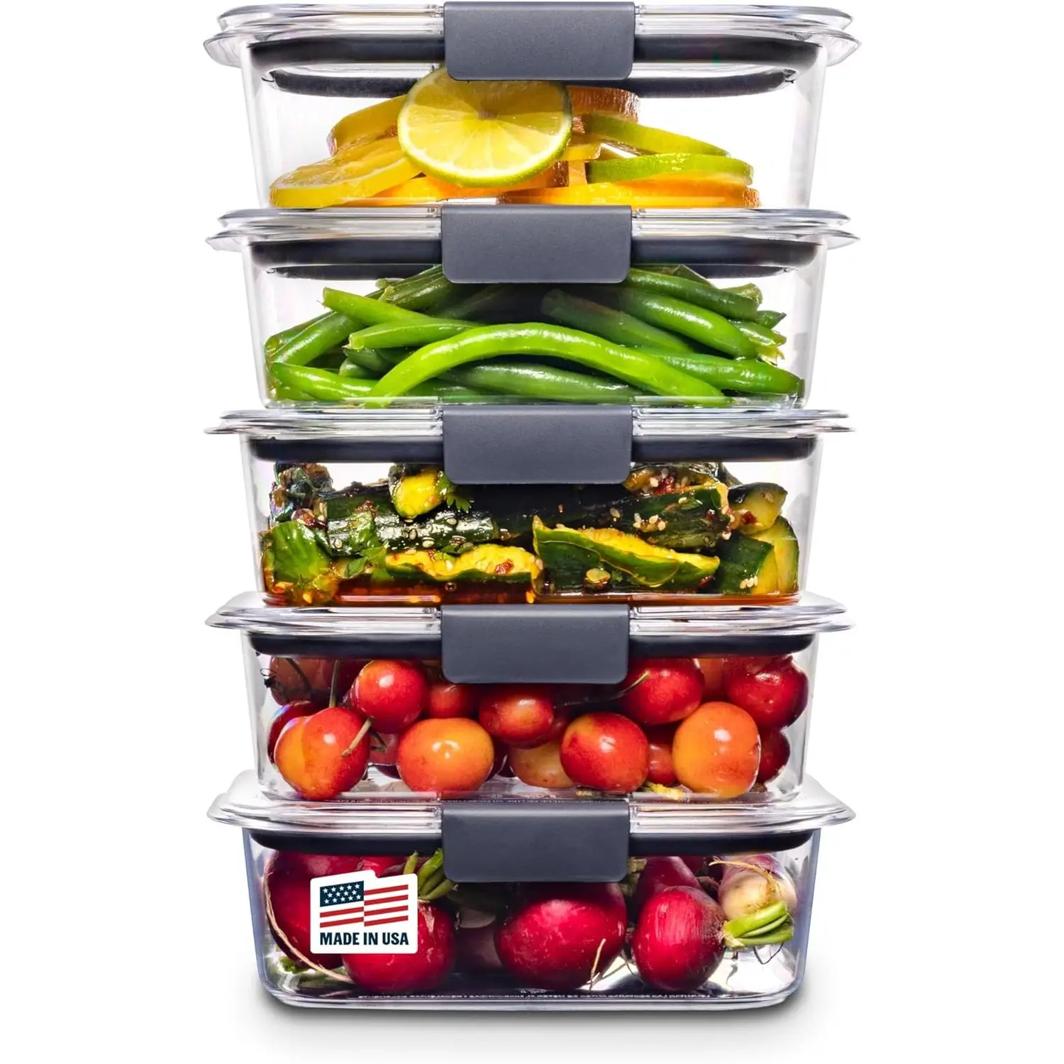 Brilliance Tritan Plastic Food Storage Containers BPA Free Airtight Lids Ideal for Lunch Meal Prep & Leftovers Set of 5 (3.2 Cup)