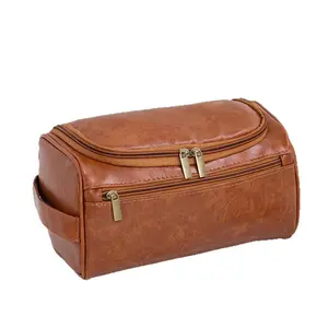 Portable Toiletry Bag Travel Large Capacity Waterproof PU Business Man Hanging Cosmetic Bag for Travel Essentials