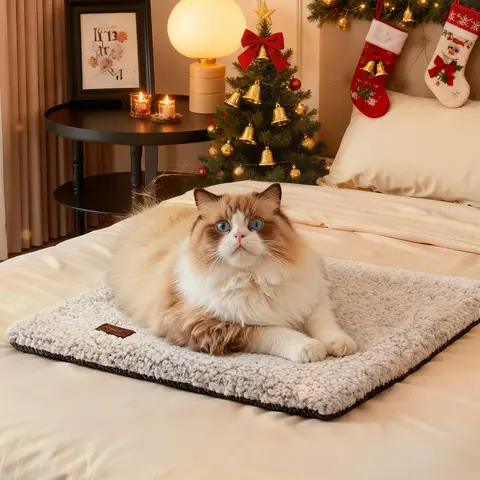 Mora Pets Classic Cotton Velvet Self-Warming Single Mat - 24x18 Inch Plug-Free Heating Electric-Free Safe Cat Pad, Ultra-Soft Machine Washable Dryer Friendly Indoor Travel Pad with Body Heat Retention