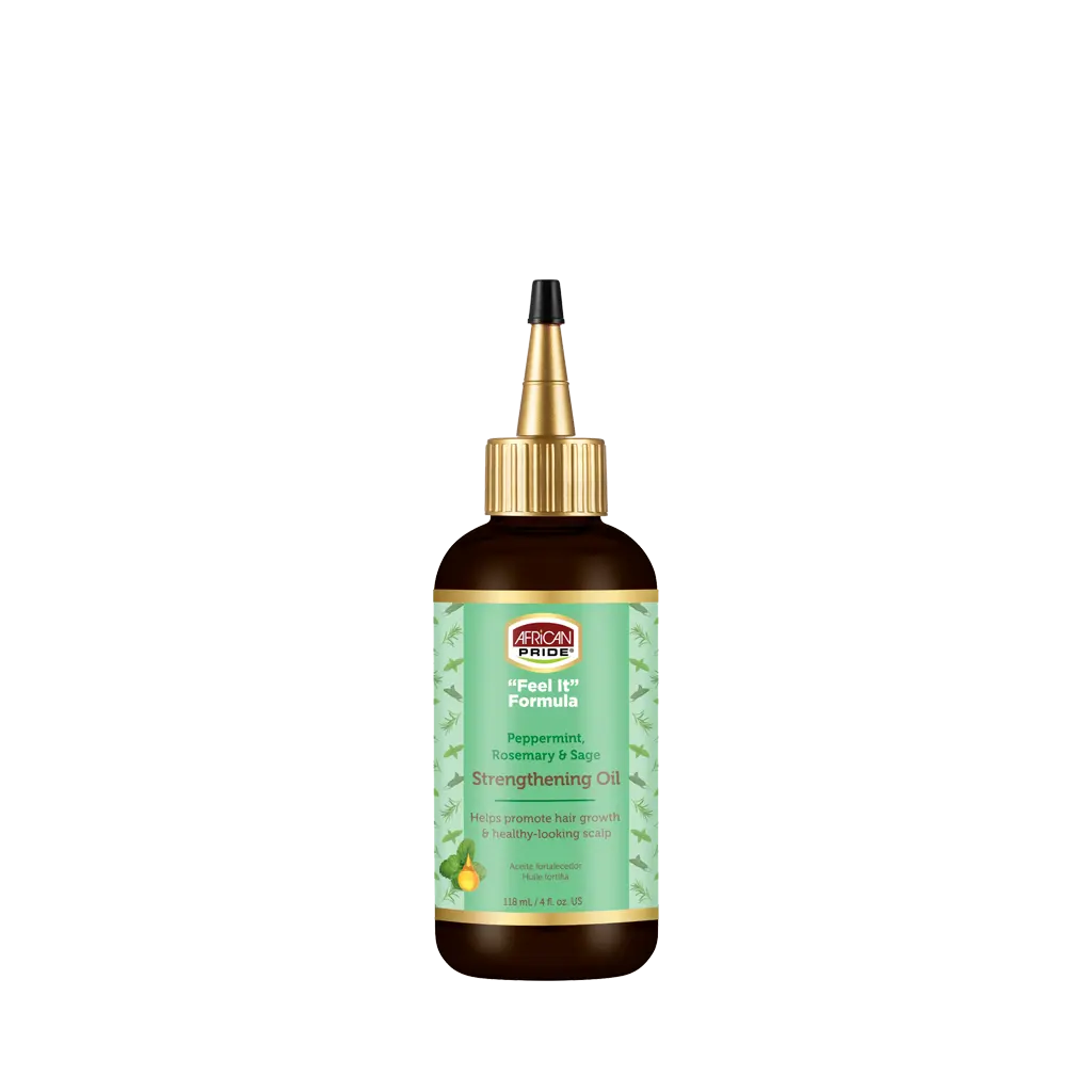 African Pride Feel-It Formula Strengthening Oil with Rosemary Oil, Peppermint Oil and Sage - Helps Promote Hair Growth, Nourishing Treatment for Split Ends and Dry Scalp for All Hair Types, 4 fl oz