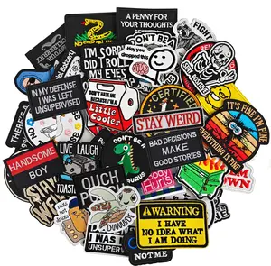 20 Pieces Random Funny Patches, Hook and Loop Humorous Funny Embroidered Patch, DIY Applique Accessories for Backpacks, Dog Harnesses, Army Vests, Hats, Helmets