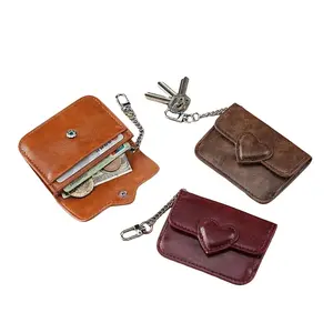 Women's Soft Leather Heart-Shaped Card Holder, Macaron Color Portable Mini Card Pouch for Bags, TikTok Shop Spring Glow-Up Style
