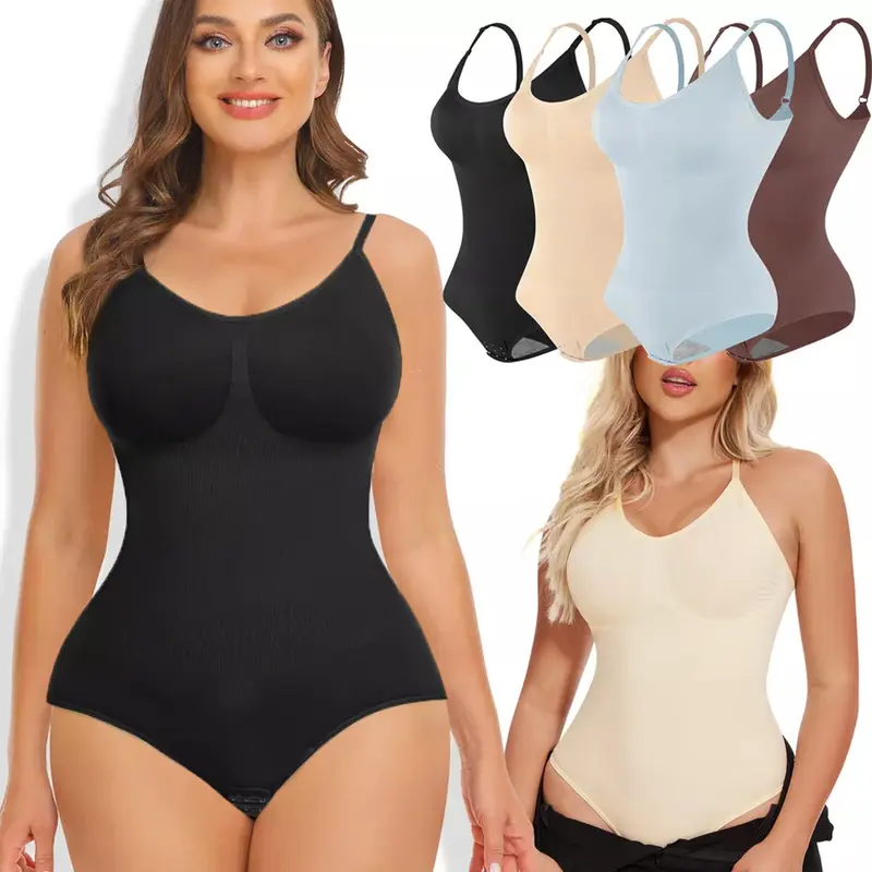 One-Piece Tummy Tucking Bodysuit Comfort Sleeveless Tops Shapewear for Women Soft V Neck Simple Comfy  Snatched Waistline