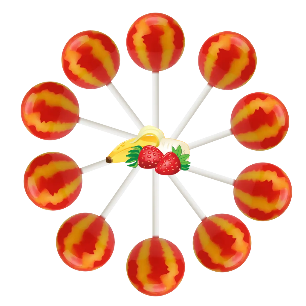 10ct Strawberry Banana Lollipop Bag