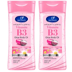 2pcs 200mlDR.DAVEY Vitamin B3 Glow Body Oil Body Care Oil, essential oil, suitable for men and women in all seasons, moisturizing and moisturizing skin, large volume body oil travel portable for Body, Face, Hand, Lip, Eye,New version
