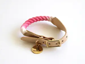 Pink Cotton Rope Dog Collar - Stylish and Durable Pet Accessory