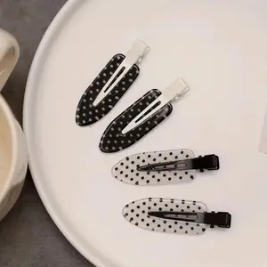 4pcs/Set Acetate Seamless Hairpin, Black & White Alligator Hair Clips, Cute Hair Accessories For Women Daily Use, Travel Beauty Essentials