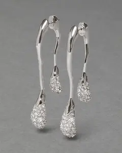 Solanales Crystal Front Back Double Drop Earring - Silver