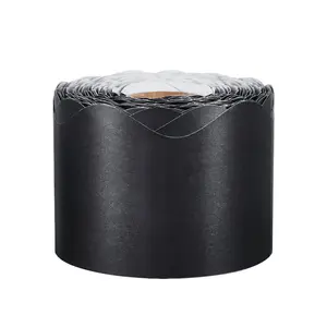 Bulletin Board Border, 65.6 Feet Rolled Border Trim, Scalloped Bulletin Board Paper with Wavy Line Design, Classroom Border for Bulletin Board, School, Classroom, and Locker Decoration, Black