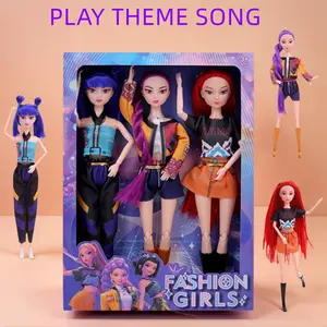 Kpop Anime Action Figure Dolls, 11.5 inche 12 Joint Movable Anime-Rumi, Mira and Zoey, Inspired Collectible Dolls, Kpop singing dolls, Birthday Gift Box for Girls, Desk Display-Kpop Idol Merch Collectibles