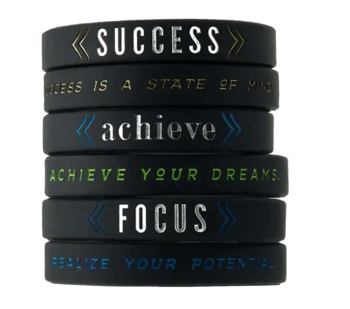 1pc/3pcs Motivational Forcus Success Achieve Believe Rubber Bracelet Silicone Wristband
