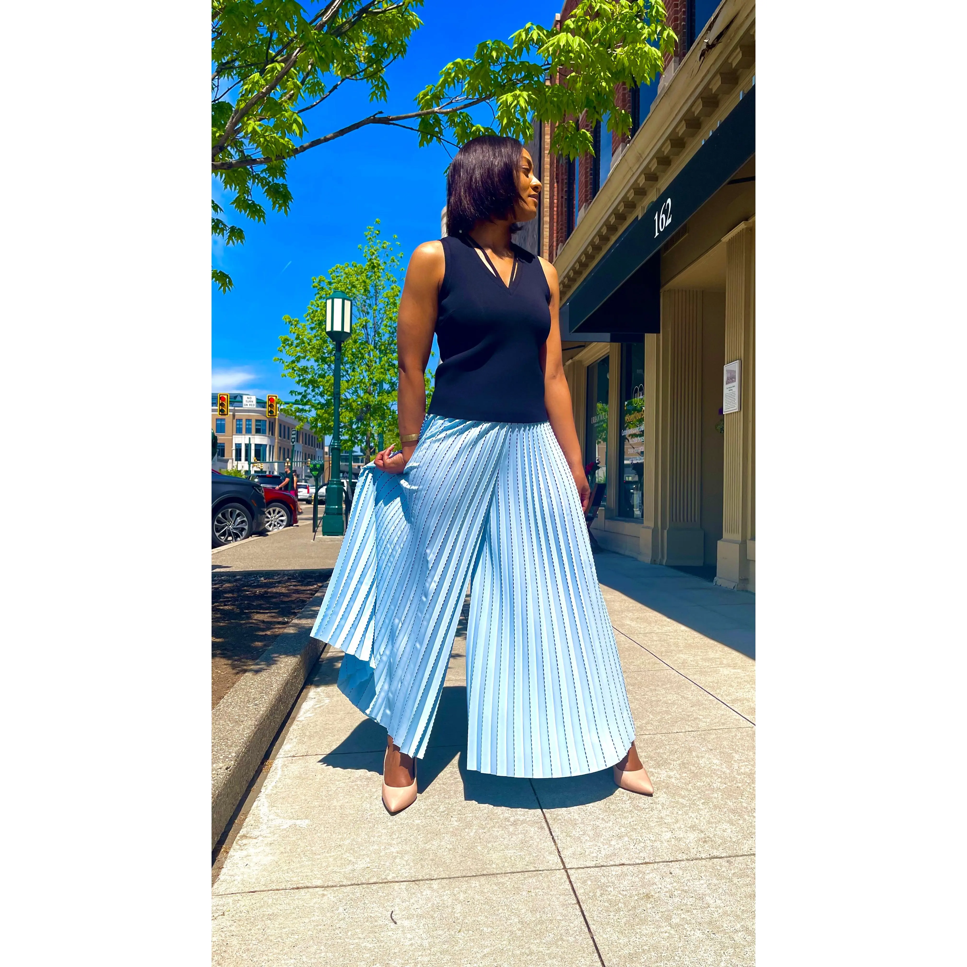 Blue Plisse' Pants