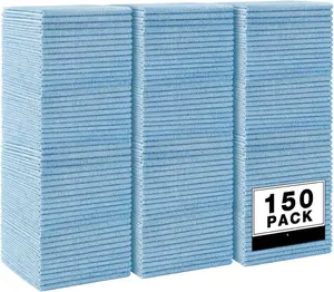 150 Packs Microfiber Cleaning Cloth Blue, Shop Rags, Microfiber Towels for Cars, Dusting Cloth Lint Free Rags, Absorbent Towels for SUVs, House, Kitchen, Mechanic, Workshops, 12"×12" Microfiber Cleaning Cloths Cleaning Towels All Purpose Microfiber 1.1