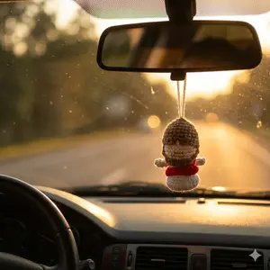 Crochet Jesus Car Hanging Keychain Bag Charm Hanger Decor Hand-crochet Emotional Gift