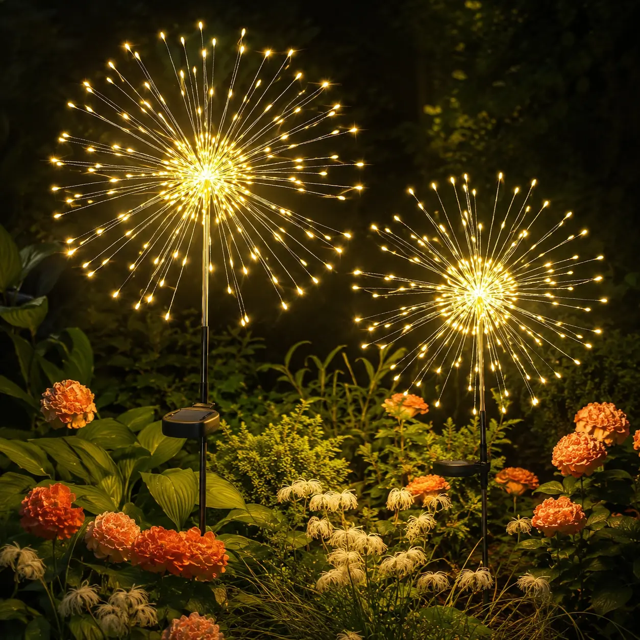 Solar Firework Lights Outdoor Decor, 2/4/8 Pack LED Warm White Starburst Solar Garden Lights Waterproof, Auto On/Off Garden Stake Lights for Patio Yard Pathway Lawn Landscape Decor