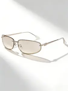 Oval frameless Y2K luxury sunglasses, high-end styling punk design for women, outdoor retro personality shades, unisex trendy and stylish.