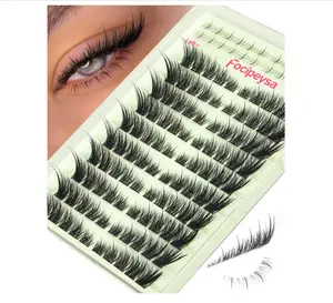 Focipeysa Wispy Lash Clusters Spiky Eyelash Clusters 10-18mm Eyelash Extensions Fox Eye Eyelash Right Left Individual Lashes Cat Eye Lashes Thin Soft Lash Extension Waterproof Lash Cluster