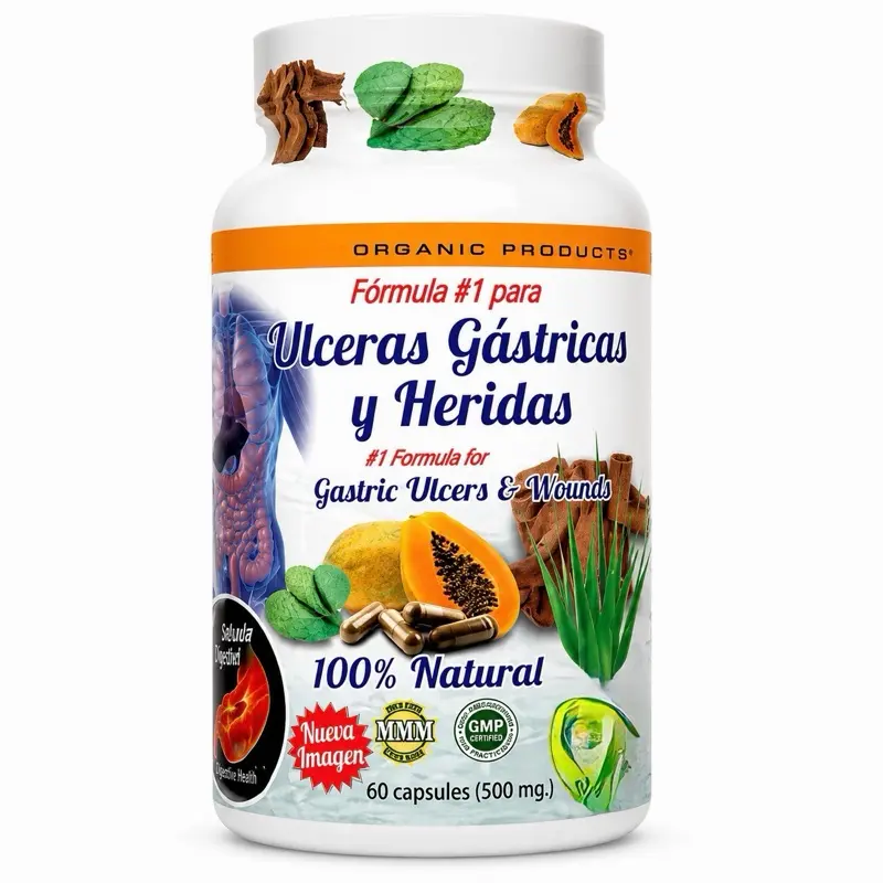 Gastric Ulcers & Wounds Herbal Supplement – Natural Digestive Support Capsules for Gastritis, Heartburn & Stomach Health