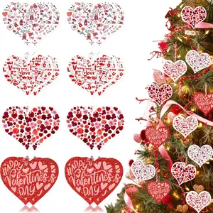 16 count Cardboard Hearts Valentines Ornaments with I Love You Letter Designs  Red Rose Flower  Decorations Romantic Heart Decorations Happy Valentine  Ornaments for Party Supplies