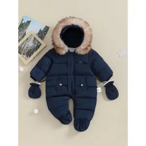 6-24 Months Toddler Boys & Girls Winter Snowsuit - Warm Hooded Jacket with Full-Zipper Closure, Loose-Fit Coat & Footie Jumpsuit, Soft Pink Solid Color Outwear Extreme Cold, Easy Diaper Changes & Casual Attire (Infant to Early Walkers), Cold Weather C