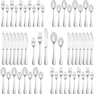 40 Piece Silverware Set Service for 8,Premium Stainless Steel Flatware Set,Mirror Polished Cutlery Utensil Set,Durable Home Kitchen Eating Tableware Set,Include Fork Spoon Set,Dishwasher Safe