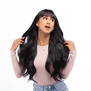 26-Inch Matte Black Gentle Wave Synthetic Wig | 【Heat Resistant】【Cap Included】 | FSGB