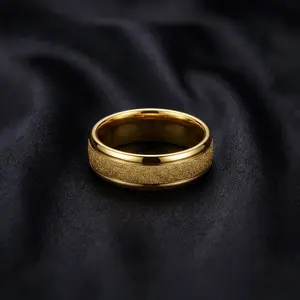 Yonifu 6mm 8mm Gold Tungsten carbide Rings for Men Women, Sandblasted Matte Finish Wedding Bands, Unisex Engagement Promise Rings, Comfort Fit Durable Fashion Jewelry for Anniversary Birthday Gifts