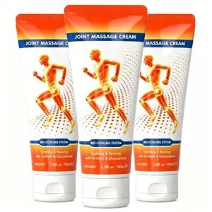 Joint Massage Cream (3.4 fl oz) - Deep Penetrating Formula with Glucosamine, Chondroitin, Hyaluronic Acid, Menthol, Turmeric, MSM - Fast Relief for Knees, Back, Muscle Discomfort - Non-Greasy, Travel-Friendly, Joint Health