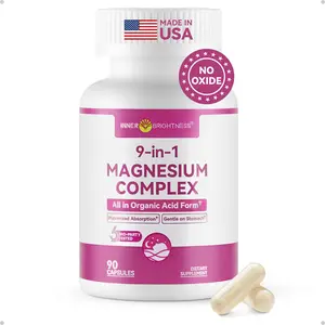 9-in-1 Magnesium Complex, 300mg Magnesium from 9 Organic Forms, Glycinate, Citrate, Malate, High Absorption for Sleep & Relaxation, Energy & Muscle Support, 90 Capsules