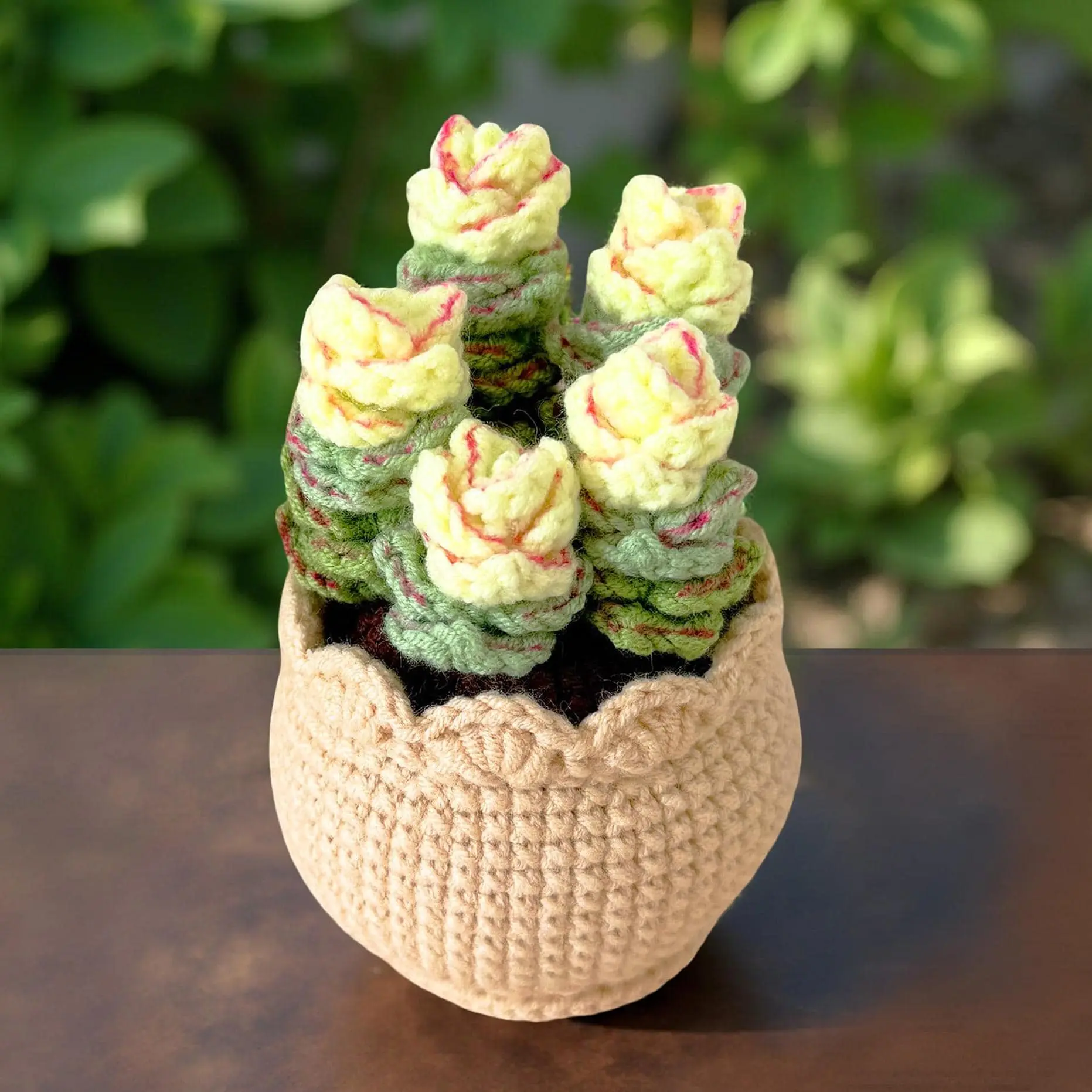 Crochet Echeveria Succulent: Handmade Yarn Faux Plant Decor