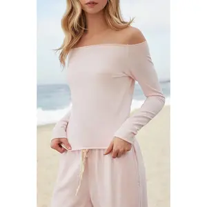 John Galt Women's Pink Bonnie Off-The-Shoulder Top