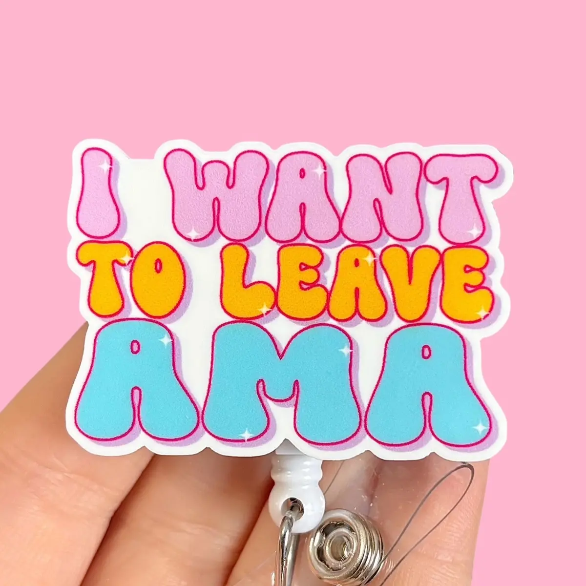 Glitter My Badge Funny AMA nurse badge reel for nurse and hospital workers. Badge clip Badge pull - Retractable swivel clip with a 360 rotation. Great gift for coworker