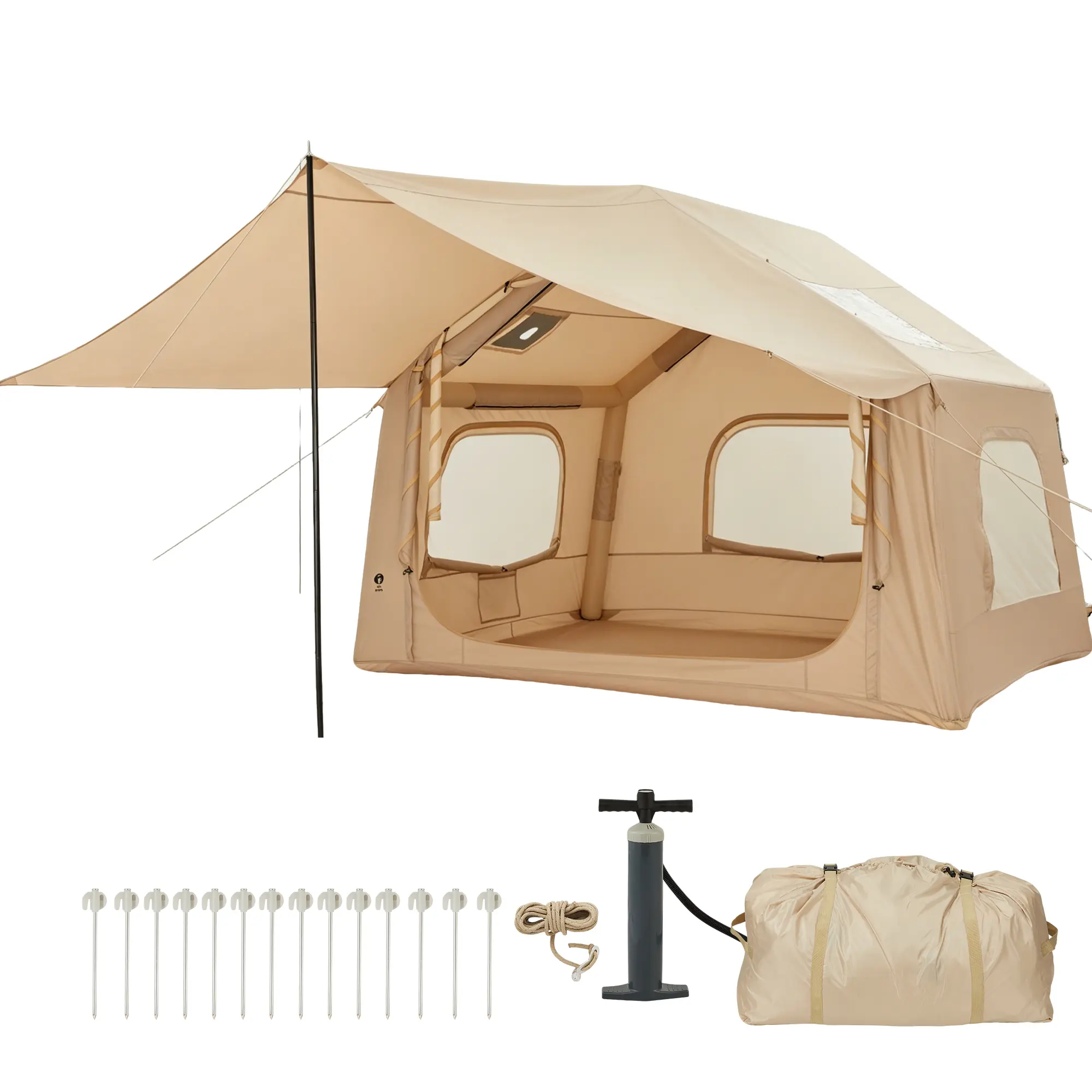 Spacious 6-Person Inflatable Camping Tent with Skylight – Quick Setup Outdoor Family Shelter – Large Canopy, Well-Ventilated, Mosquito-Proof