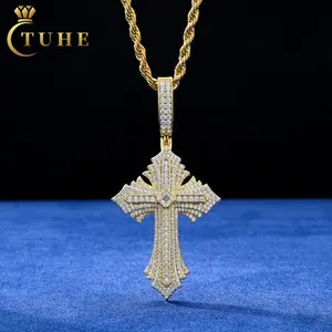 .925 Sterling Silver, Moissanite Diamond Cross Pendant