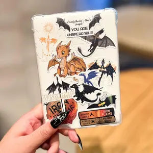 Fourth Wing Theme Sticker with Vintage Feather Dragon Metal Bookmark, 50pcs/set Waterproof Sticker, Decoration Sticker for Guitar Skateboard Computer, Ornaments