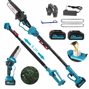 【SummerVibes】SEEVOLX 2 in 1 Mini Chainsaw with 2 x 21V Batteries, 6" Brushless Electric Pruner, Telescopic Pruning Saw, Working Height up to 8.2ft, 180° Angled Head, Shoulder Strap,cordless battery