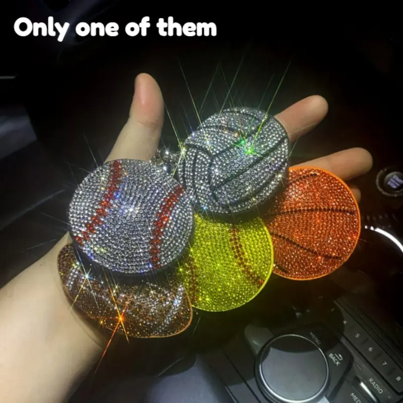 PrimPick  Creative football, basketball, volleyball bat, baseball, rhinestone keychain, Bling Bling Keychains, mini fashionable bags for daily use and Korean/Chinese style bags, fringed pendant.