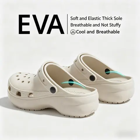 Women's Lightweight Cushioned Clogs - Eco-Resin EVA Closed-Toe Slip-Ons with 2.8-Inch Thick Sole, Arch Support, Non-Slip Sole, Ventilation Holes, Narrow Synthetic All-Seasons Footwear, Heel Strap, Ideal for Beach/Garden